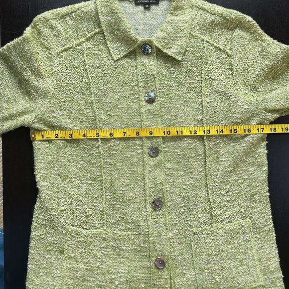 Cynthia Max Vintage Chartreuse Green cropped Blazer Jacket - Picture 7 of 9